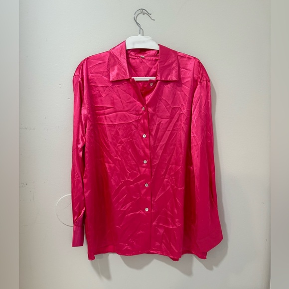 Hot-Pink Button-Down Oversize Shirt main image 1